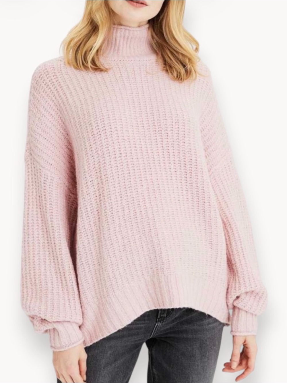 American Eagle Soft Knit Mock Neck Sweater - Light Pink